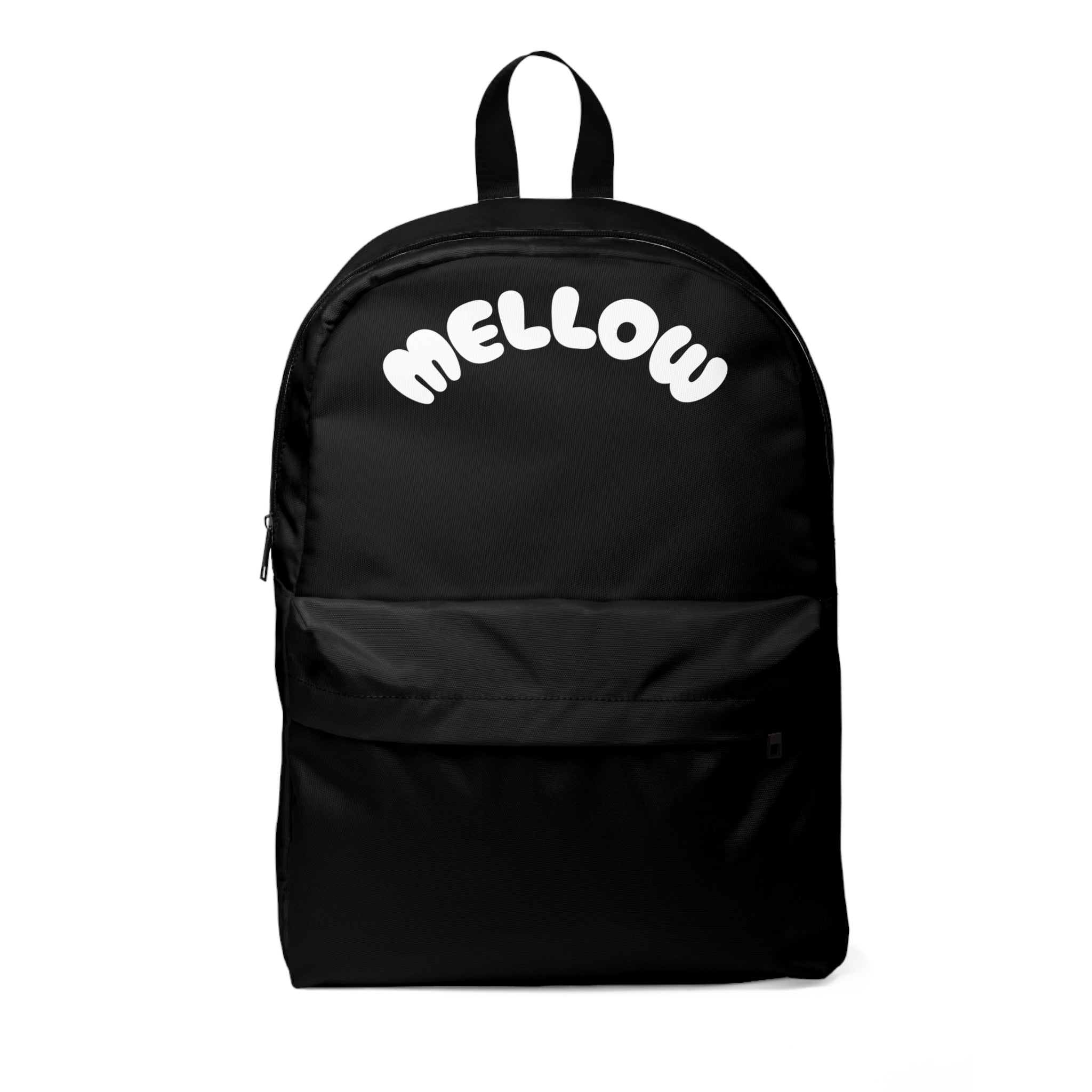 Mellow Black Backpack | Retro Bubble Letter Daypack Printify